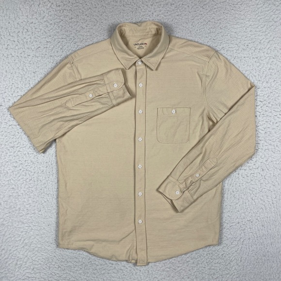 UNTUCKit Other - UNTUCKit Button Down Shirt Mens Large Tan Textured Cotton Long Sleeve Casual